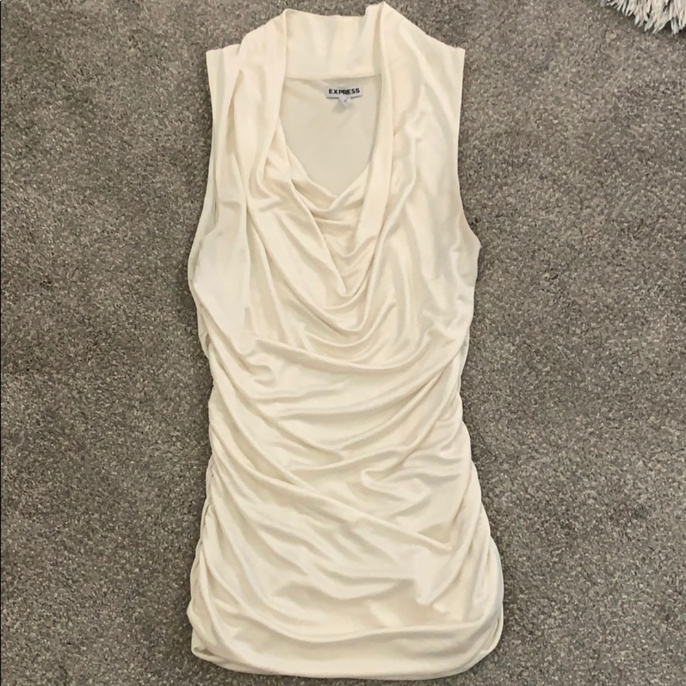 Rouched Cream Tank from Express